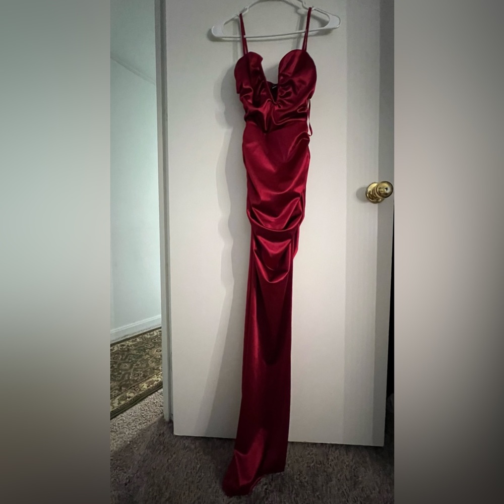 Long Red slit dress